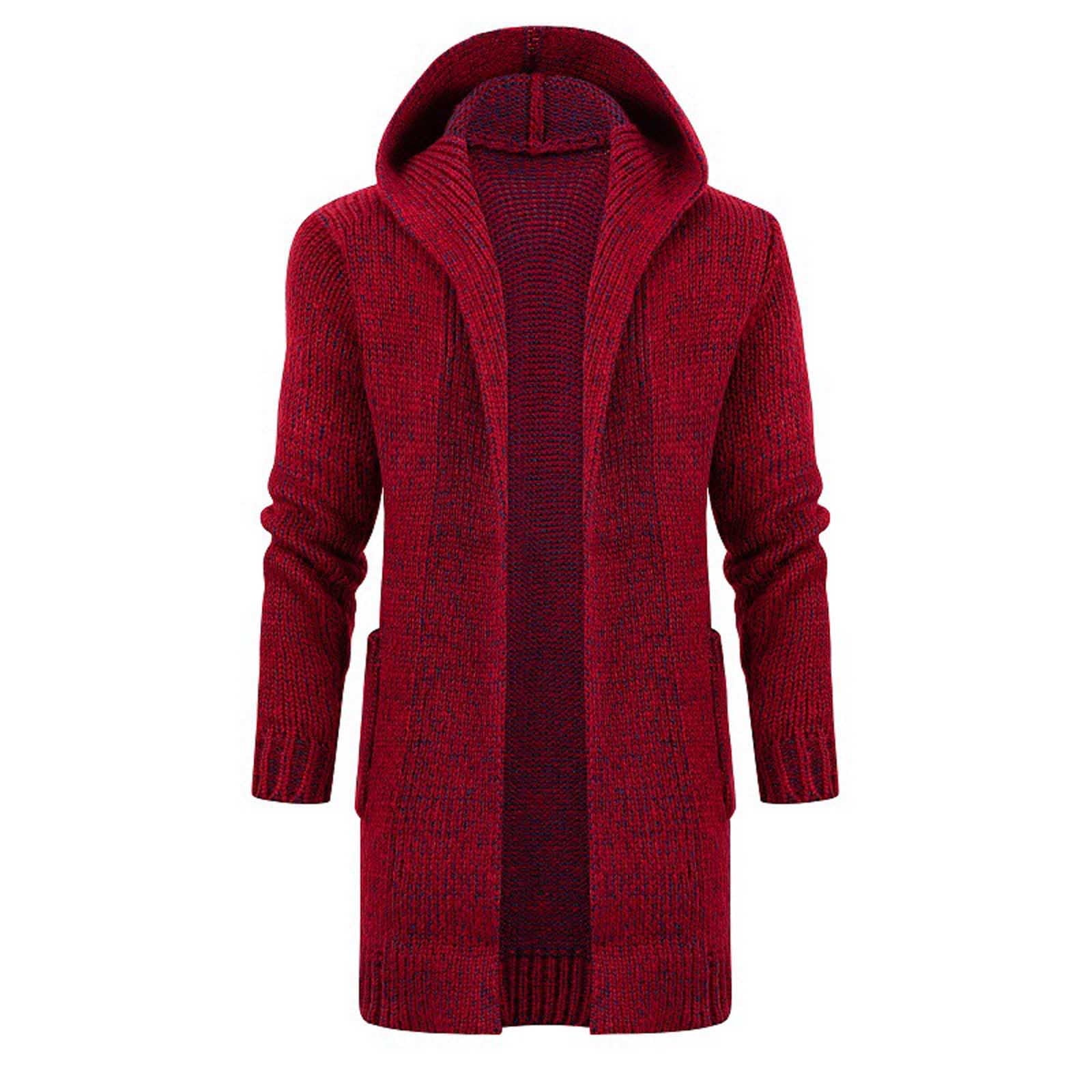 Men's Sweater Mid-Length Large Pocket Hooded Cardigan