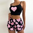 thumbnail image 1 of Xysaqa Pajamas Set for Women Love Printed Spaghetti Strap Cami Tank Tops and Shorts Womens Two Piece Pjs Set Cute Sleepwear Black Xl, 1 of 7