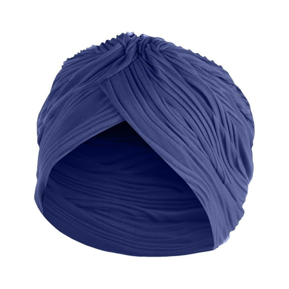 Xysaqa Plain Headwrap for Women Pre-Tied Bonnet Turban Pleated Criss Cross Knot Beanie Cap Head Wrap Hat (1PC)