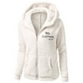thumbnail image 1 of Xysaqa Plus Size Fleeces Jacket for Women, Womens Warm Winter Zip Up Hooded Teddy Coat Outerwear with Pockets S-5XL Letter Printed, 1 of 4