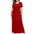 thumbnail image 1 of Xysaqa Plus Size Maxi Dresses for Women, Loose Plain Summer Dresses for Women 2025 Short Sleeve Casual Party Long Dress with Pockets 3X 4X 5X Summer Savings, 1 of 6