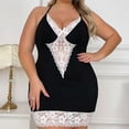 thumbnail image 1 of Xysaqa Plus Size Women Nightgown Sexy Floral Lace Chemise Sleepwear V Neck Womens Lingerie Sleep Dress Nightwear 2X 3X 4X Summer Savings, 1 of 7