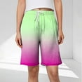 thumbnail image 1 of Xysaqa Plus Size Women's Gradient Bermuda Shorts Knee Length Summer Drawstring Elastic Waist Casual Long Shorts Loose Comfy Lounge Running Yoga Shorts with Pockets 3X 4X 5X, 1 of 6