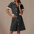 thumbnail image 1 of Xysaqa Scrub Dress for Women - Fashion Regular Fitted Uniforms Dress Pockets Plaid Collar Button Down Shirt Dress for Ladies Workwear S-2XL Clearance, 1 of 6
