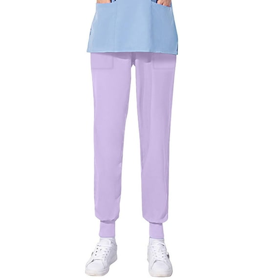 Xysaqa Scrub Pants for Women Plus Size Workwear Pull On Comfort Waist Joggers Soft Stretch Sweatpants Jogger Pants S-2X Summer Savings