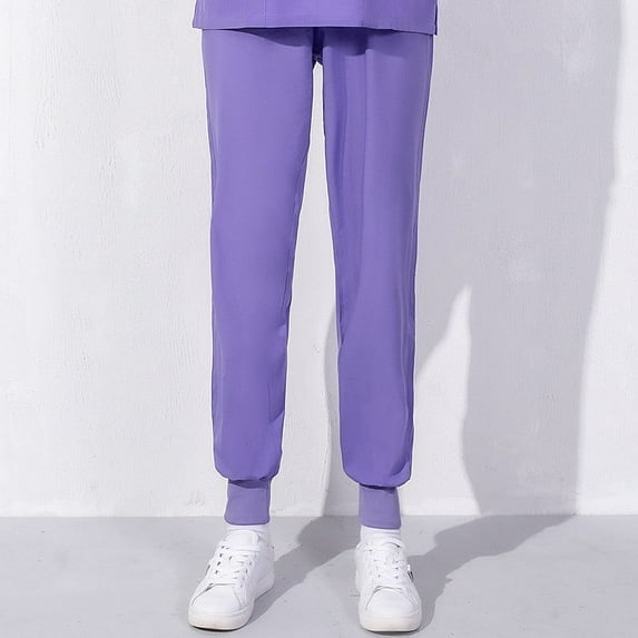 Xysaqa Scrub Pants for Women Plus Size Workwear Pull On Comfort Waist Joggers Soft Stretch Sweatpants Jogger Pants S-5XL Purple