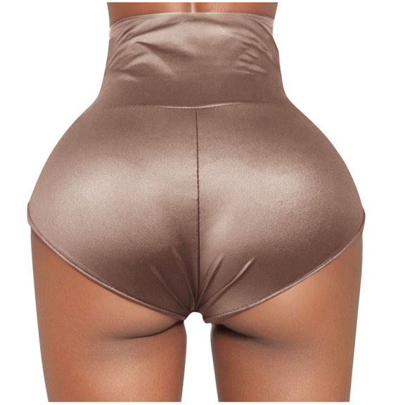 Xysaqa Sexy Booty Shorts for Women Stretch Faux Leather Hot Pants Casual Belly Control High Waisted Sport Shorts S-3X