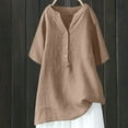thumbnail image 1 of Xysaqa Shirts for Girls, Women Shirts Funny Women's Loose and Versatile V-Neck Five Quarter Sleeved Cotton Linen Tops Shirt Short Sleeved V-Neck Tops/Shirt Cute Tops for Women On Clearance, 1 of 3