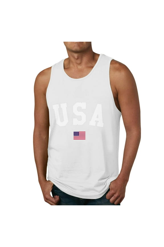 Shirts for Men Big & Tall Shirts for Men Men's Tank Tops Summer Sleeveless Usa Flag Graphic Tee 4Th Of July Workout T-Shirts for Men Cool Beach Athletic Mens Undershirts M-6Xl Boys Shirts On Cl