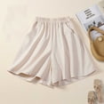thumbnail image 1 of Xysaqa Shorts for Women Trendy Casual Elastic Waist Pocketed Shorts Cotton Comfy Linen Shorts Womens Summer Beach Lightweight Short Pants M-XXL, 1 of 3