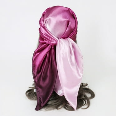 Xysaqa Silk Like Head Scarf, Women's 35" Satin Large Squared Hair Scarves Colorblock Wraps Headscarf for Sleeping