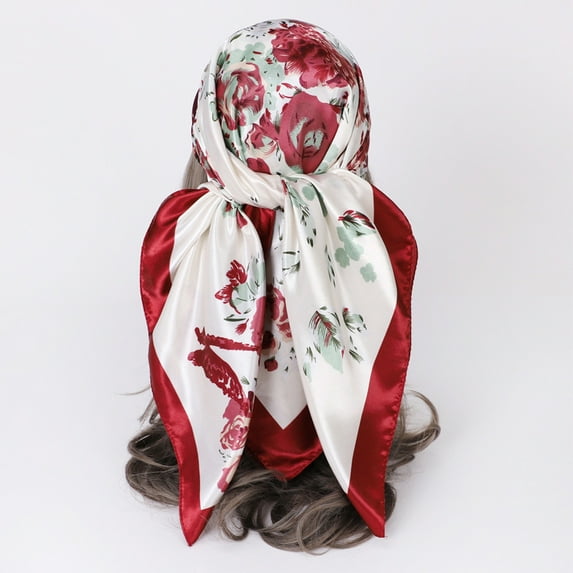 Xysaqa Silk Like Head Scarf, Women's 35" Satin Large Squared Hair Scarves and Wraps Headscarf for Sleeping Summer Savings