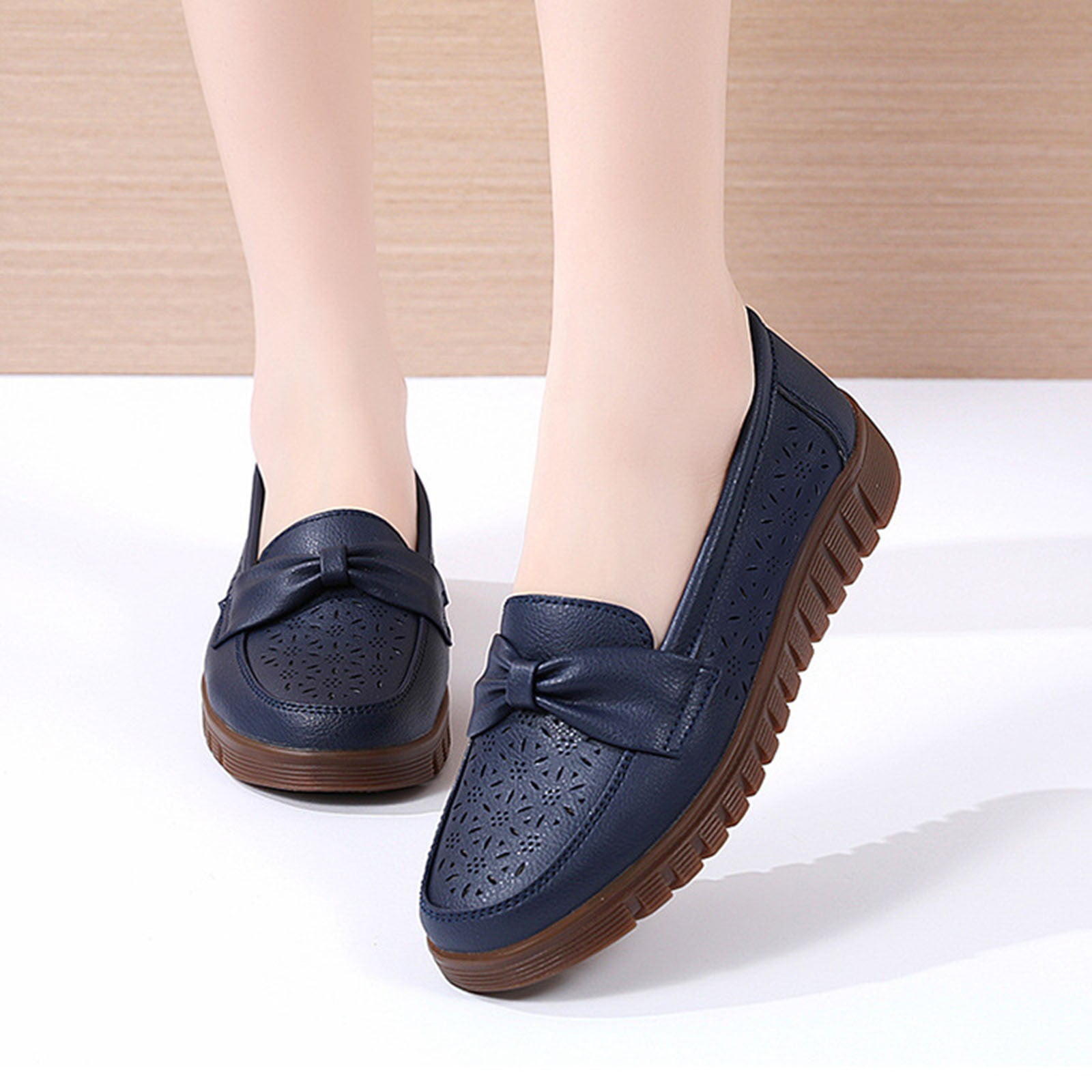 Xysaqa Slip on Shoes Women Slip on Flats Shoes Women s Versatile Flat Shoes Soft Bottom Large Size Casual Color Shoes Leather Shoes Gym Shoes Women on Clearance Walmart