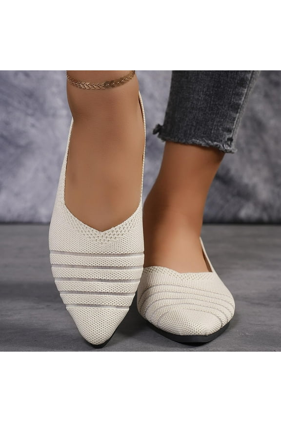 Slip on Work Shoes Women, House Shoes for Women Women's foreign Trade Large Size New Flat Casual Work Shoes Flying Knitting Round Head Shallow Mouth Retro Slip-on Shoes Wedding Shoes for Women