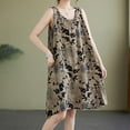 thumbnail image 1 of Xysaqa Summer Cotton Linen Dress for Womens Casual Sleeveless Boho Midi Dress Comfy Loose Beach Vacation Lounge Dress Lightweight Pleated Flowy Tank Sundresses M-2X, 1 of 9