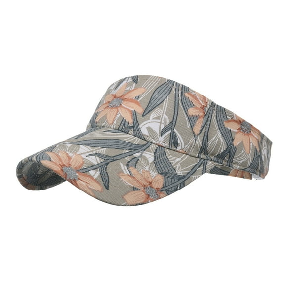 Xysaqa Summer Fashion Sun Visor Hats for Womens Wide Brimmed Beach Sport Hat Floral Prints Empty Top Travel Baseball Caps