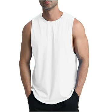Xysaqa Tank Tops Men Relaxed Gym Workout Tank Top Running Muscle Shirt Comfy Cotton Sleeveless T-Shirts for Men S-3XL