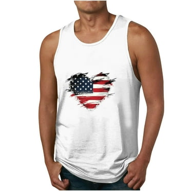 Xysaqa Tank Tops Mens 4th of July USA Flag Shirts Sleeveless Muscle Tanks for Men American Print Graphic Tee Gym Workout T-Shirts M-6XL （Available in Big & Tall)