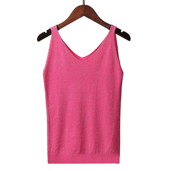 Xysaqa Tank Tops for Womens Summer Sleeveless V Neck Sweater Vests Knit Casual Loose Camisole Shirts Blouses