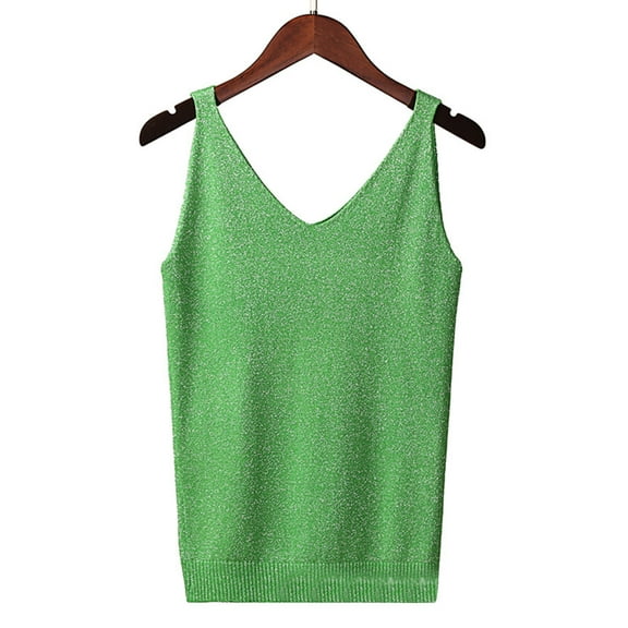Xysaqa Tank Tops for Womens Summer Sleeveless V Neck Sweater Vests Knit Casual Loose Camisole Shirts Blouses