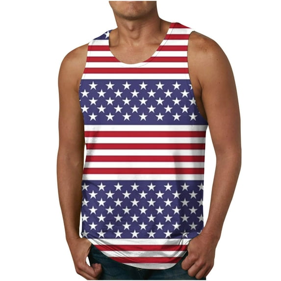 Xysaqa Tshirts Shirts for Men Oversized Tshirts for Men Men's American Flag Tank Tops Gym Muscle Tees Mens Big & Tall Shirt Sleeveless Funny Patriotic T-Shirt M-6Xl Men Shirts Casual Summer Savings