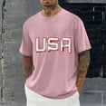 thumbnail image 1 of Xysaqa USA Letter Printed T-Shirt Men's Patriotic T-Shirt American Flag Graphic Tee Men Big & Tall Workout Shirt Gym Bodybuilding Short Sleeve Sports Shirts Tops 2X 3X 4X Clearance, 1 of 5