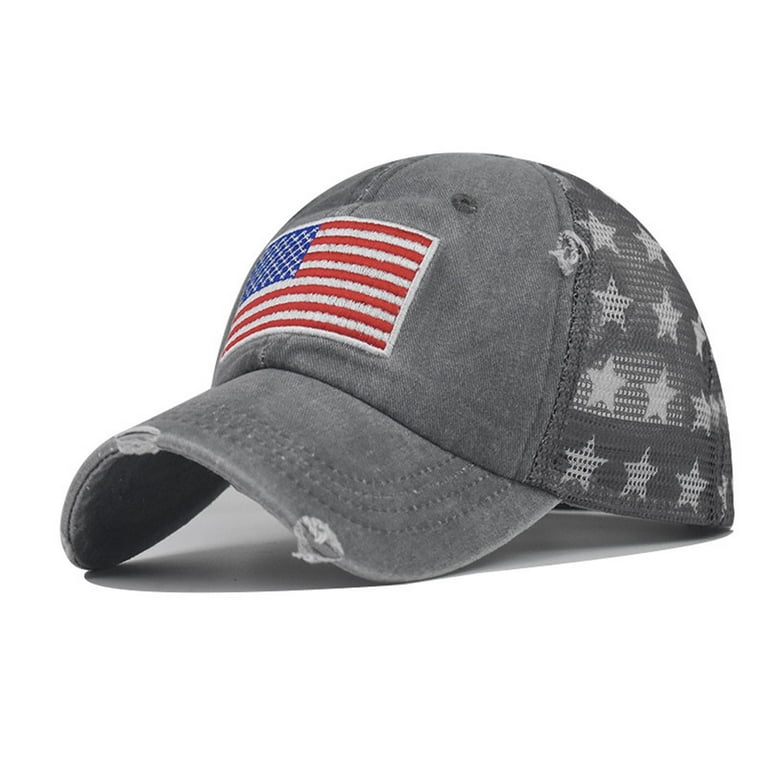 Xysaqa Unisex American Flag Baseball Cap Patriotic Mesh Cotton Distressed  Trucker Hats Summer Outdoor Cap (1PC) 