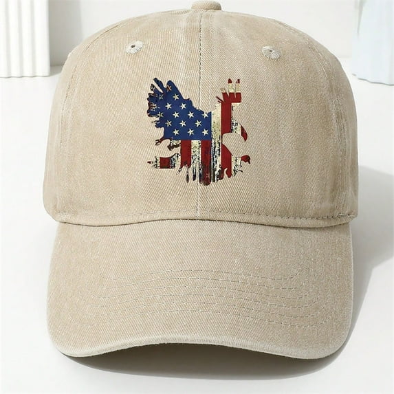 Xysaqa Unisex Baseball Cap Independence Day American Flag Printed Hat Cotton Washed Trucker Hat for Women Men (1PC)