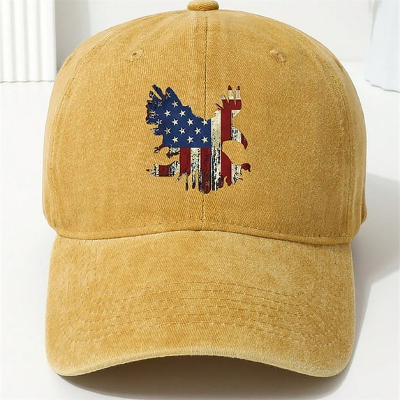 Xysaqa Unisex Baseball Cap Independence Day American Flag Printed Hat Cotton Washed Trucker Hat for Women Men (1PC)