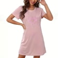 thumbnail image 1 of Xysaqa Valentines Day Gifts Women's Nightshirt Comfy Crewneck Sleep Shirts Printed Nightgowns for Women Soft Short Sleeve Pajamas House Dress Sleepwear Clearance Pink M, 1 of 3
