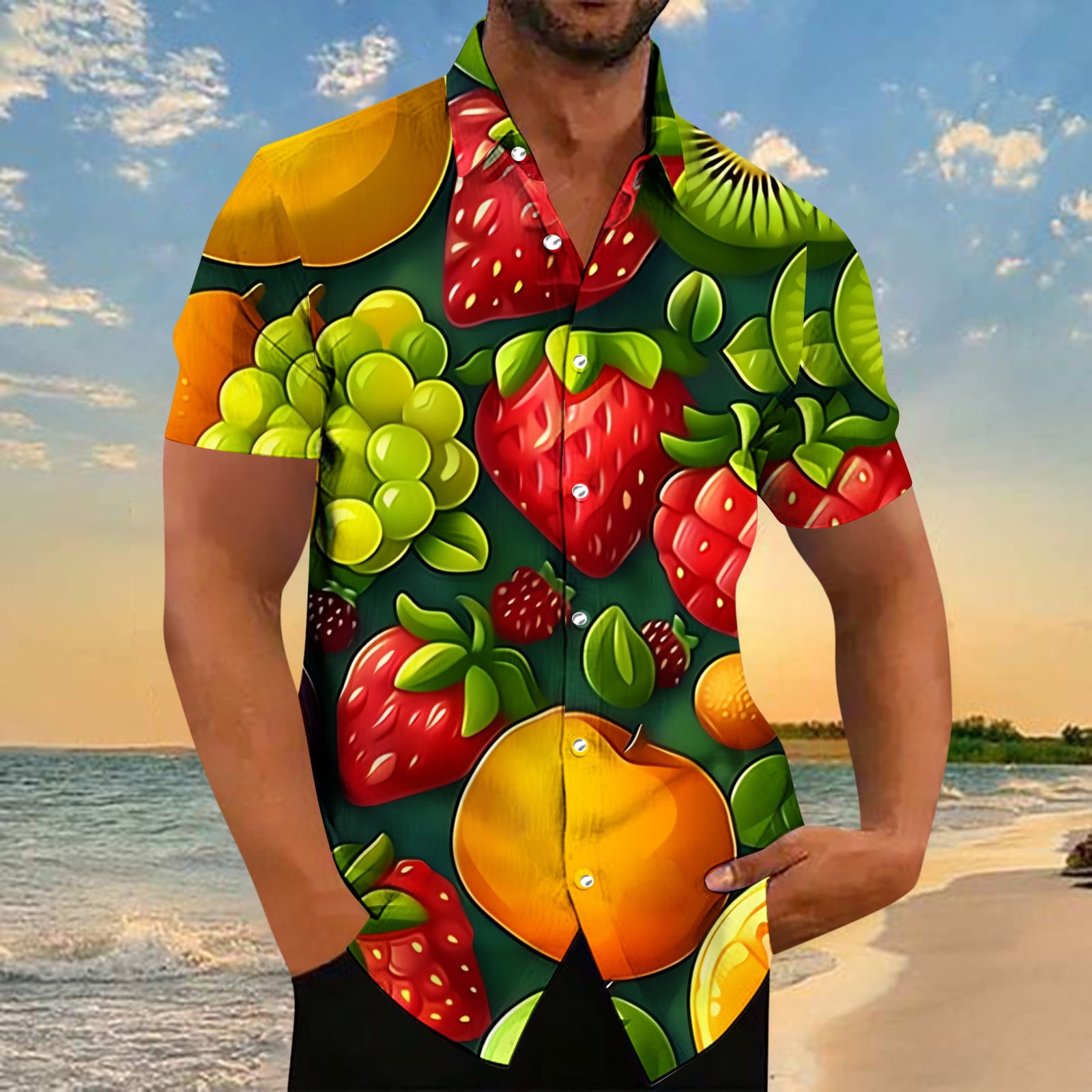Funny Hawaiian Shirts Amazon Men's Hawaiian Beach Print Casual