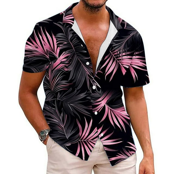 Xysaqa White Dress Shirt for Men Mens Graphic T-Shirts Men's Hawaiian Shirt Tropical Beach Shirts Short Sleeve Holiday Casual Buttons Down Shirts S-5Xl Shirts for Men Summer Savings