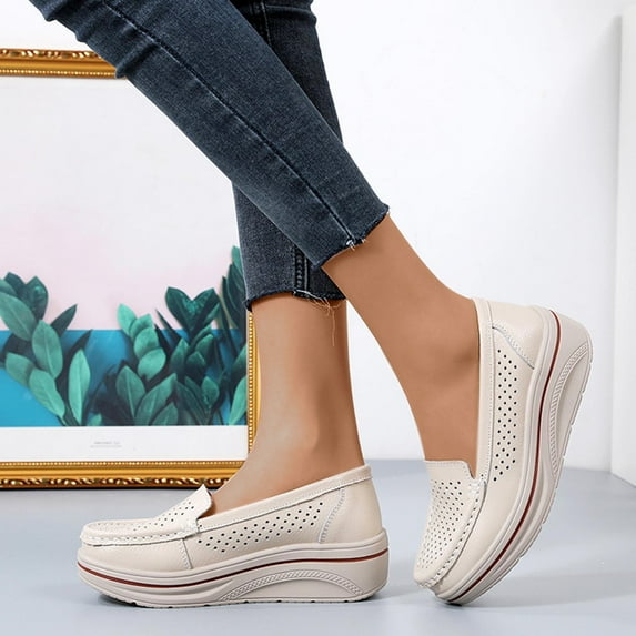 Xysaqa White Tennis Shoes Women, Flats Shoes Women Dressy Comfortable Women's Muffin Comfort Shoes Thick Soled Casual Platform Oversized Sneakers Female Zapatos Mujer Savings!