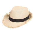 thumbnail image 1 of Xysaqa Wide Brimmed Straw Panama Hat for Women Men Fashion Fedora Summer Beach Hat Sun Protection Straw Hat, 1 of 3