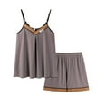 thumbnail image 1 of Xysaqa Women 2 Piece Silk Pajama Set Sleeveless Loungewear Tank Top with Built In Bra for Women Cami Shorts Pjs Set Sleepwear Lounge Outfits Plus Size 2X 3X 4X Gray L, 1 of 6