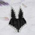 thumbnail image 1 of Xysaqa Women Lingerie Lace Satin Bodysuit Deep V Neck Teddy One-Piece Babydolls Nightwear Slim-Fit S-3XL, 1 of 7