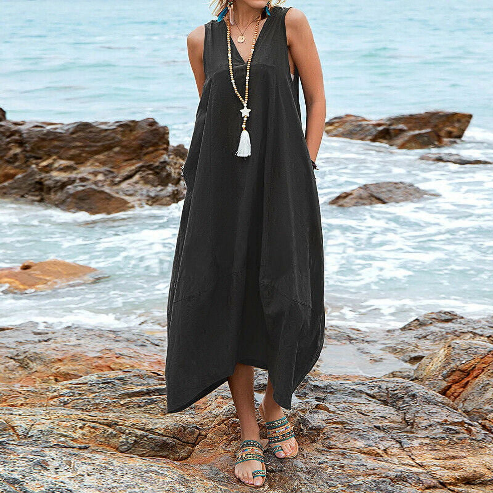 cotton maxi beach dress Waverly Dress M/L / White