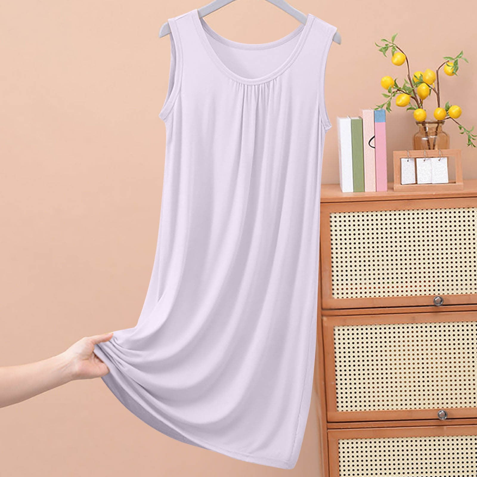 Xysaqa Women Plus Size Sleeveless Tank Nightgown Casual Solid Sleep Dress for Women Comfy Wide Strap Sleepwear Summer Sleepshirt House Dress 3X 4X 5X on Clearance