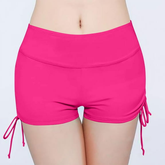 Xysaqa Women Swim Shorts Boy Shorts Swimwear Side Tie High Waisted Swimsuit Bottoms Swimming Bottom Bikini Board Shorts Bathing Suits