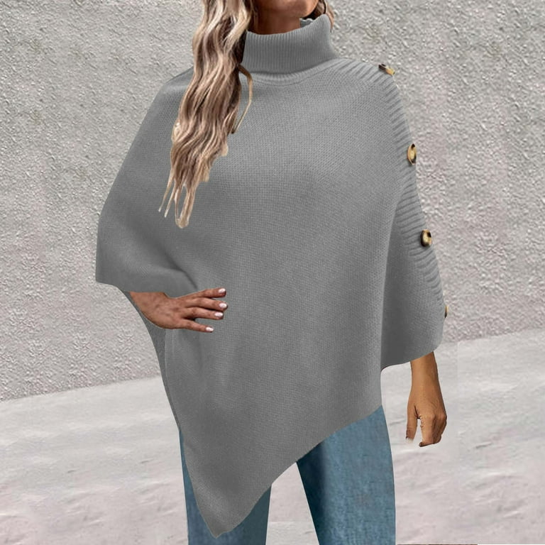 Women's Turtleneck Wool Knit Poncho Sweater Cardigan Women's Turtleneck Wool Knit Poncho Sweater Cardigan