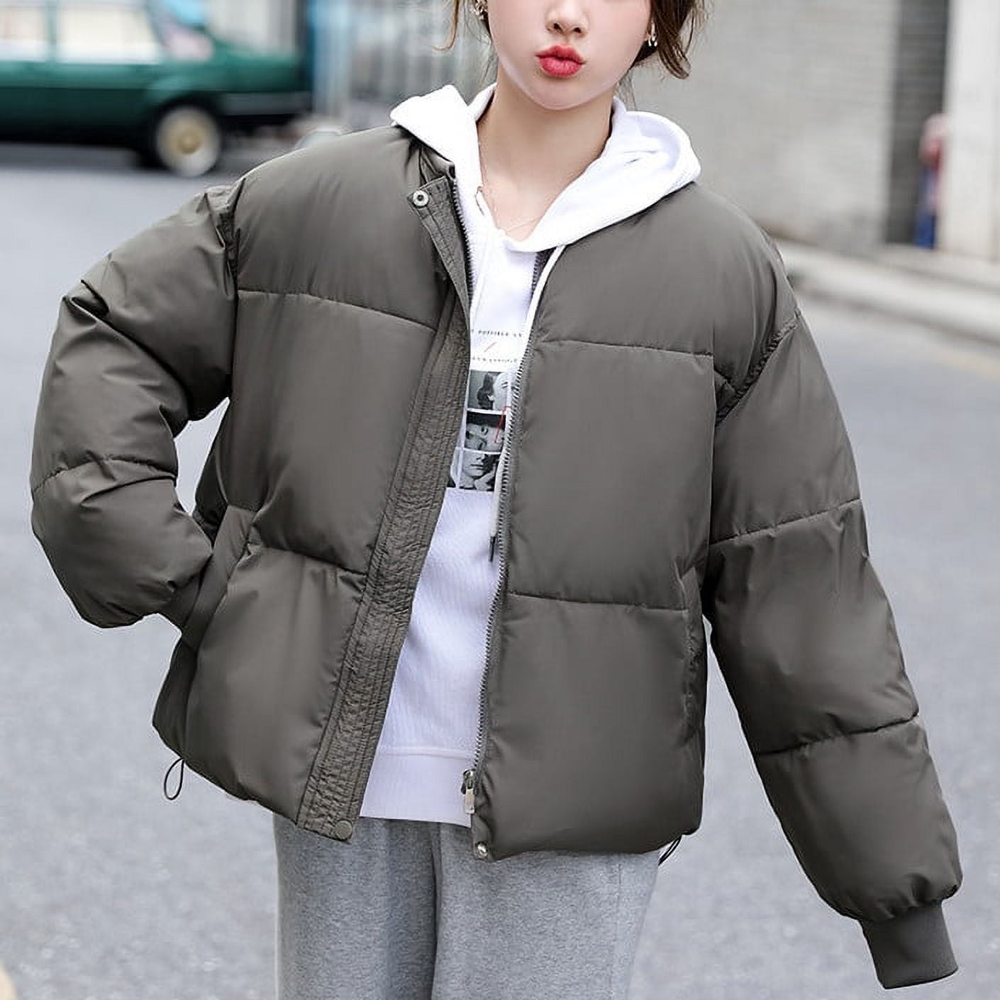 Xysaqa Women Winter Bomber Puffer Jacket Baggy Casual Xysaqa Women Winter Bomber Puffer Jacket Baggy Casual