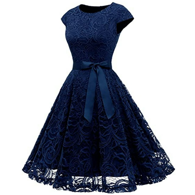 Xysaqa Women's 2023 Prom Dress Summer Floral Lace Cap Sleeve Formal Bridesmaid Wedding Guest