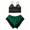 thumbnail image 1 of Xysaqa Women's Black Floral Lace Camisole Crop Top Sexy Pajamas Set Women's Shorts Pjs Sleepwear Home Clothes Plus Size 2X 3X 4X Green Xxxl, 1 of 7
