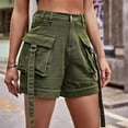 thumbnail image 1 of Xysaqa Women's Cargo Denim Shorts Summer Casual Wide Leg Outdoor Hiking Shorts Elastic High Waist Loose Short Shorts with Pockets, 1 of 6