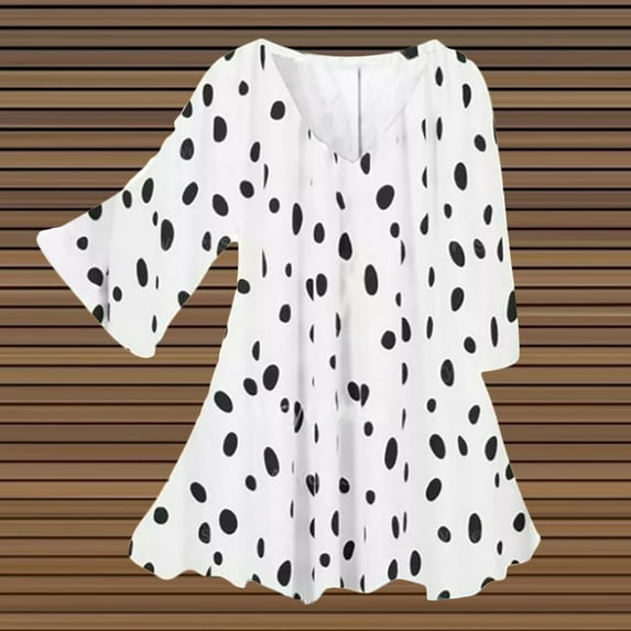 Xysaqa Women's Chiffon 3/4 Sleeve Shirts Vintage Boho Floral Print Tunic Tee Pleated V Neck Casual Work Shirts Blouses Tops Clearance