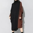 thumbnail image 1 of Xysaqa Women's Color Block Baggy Knit Long Pullover Dress Sweatshirts Long Sleeve Turtleneck Sweater Dress for Women Loose Oversized Tunic Dress High Low Hem Maxi Dresses M-4XL Plus Size, 1 of 5