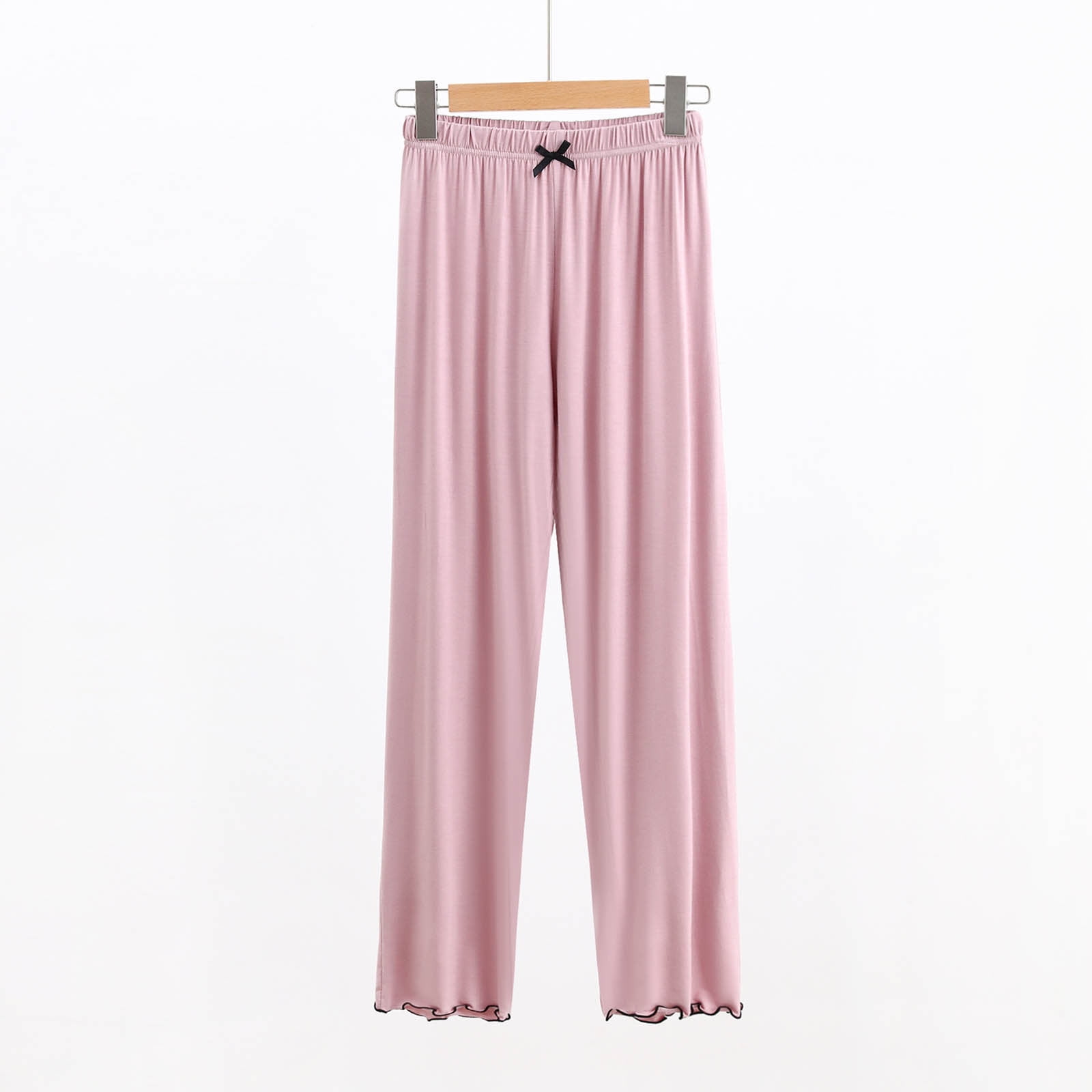 Beagle Woof Print Women's Pajama Pants - Drawstring Lounge Palazzo Yoga Pants, Wide Leg (Size L)