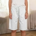 thumbnail image 1 of Xysaqa Women's Cotton Linen Casual Shorts Drawstring Pull On Short Comfy Elastic High Waist Loose Bermuda Shorts Lounge Summer Clothes for Women S-2XL, 1 of 9