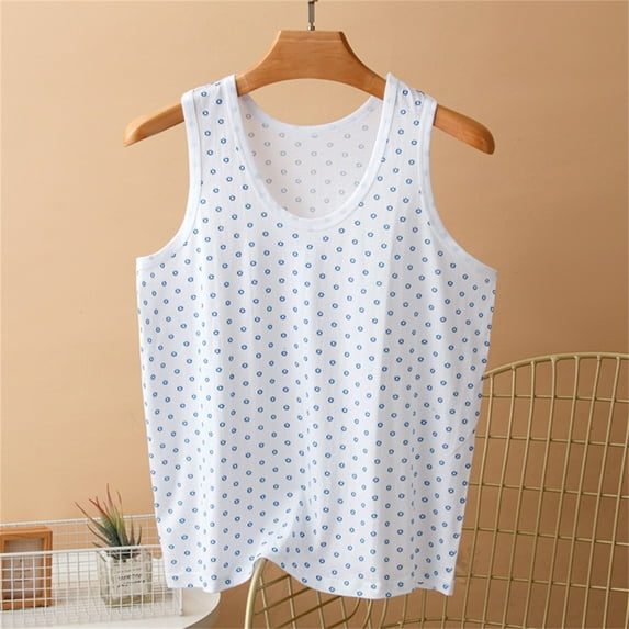 Xysaqa Women's Cotton Tank Tops Casual Summer Crew Neck Tshirts Loose Cute Floral Tank Top Sleeveless Solid Color Comfy Basic Tee Shirt（Available In Plus Size) Blue 5X Clearance