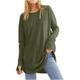 thumbnail image 1 of Xysaqa Women's Crewneck Long T-Shirt Thumb Hole Long Sleeve Pullover Spring Fall Top for Women Casual Loose Blouses Tunic Tops S-XXL, 1 of 7